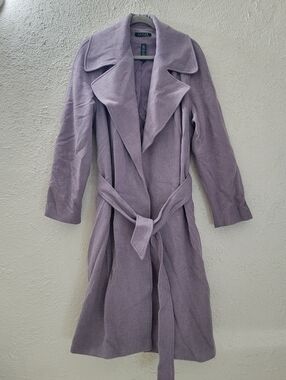 Lauren Ralph Lauren Sz M Women's Wool Coat Purple Long Length Lined